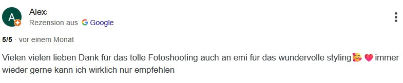 Screenshoot von Google Rezension von Alex