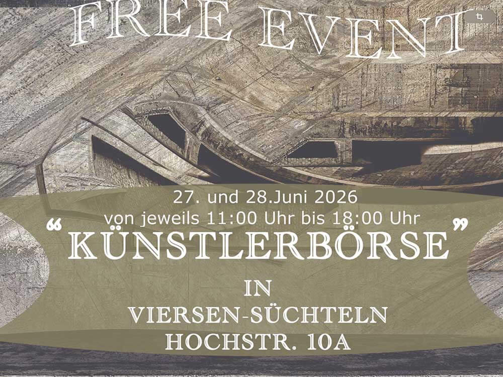 Flyer des Events: Künstlerbörse-Süchteln mit Datum und Adresse der Ausstellung