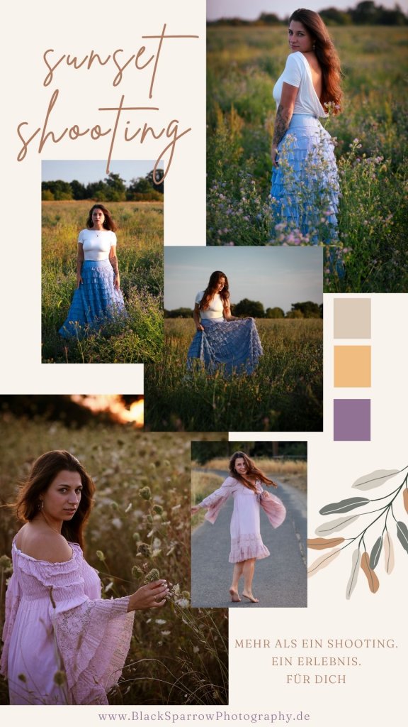 collage eines sonneuntergangsshootings